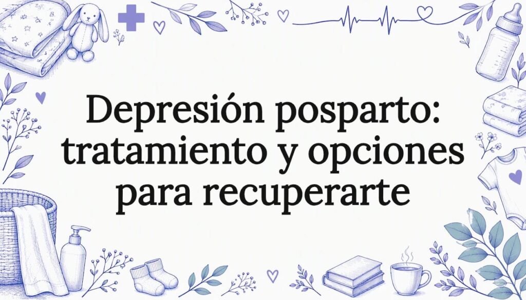 Tarjeta ilustrada sobre la recuperación después de la depresión posparto